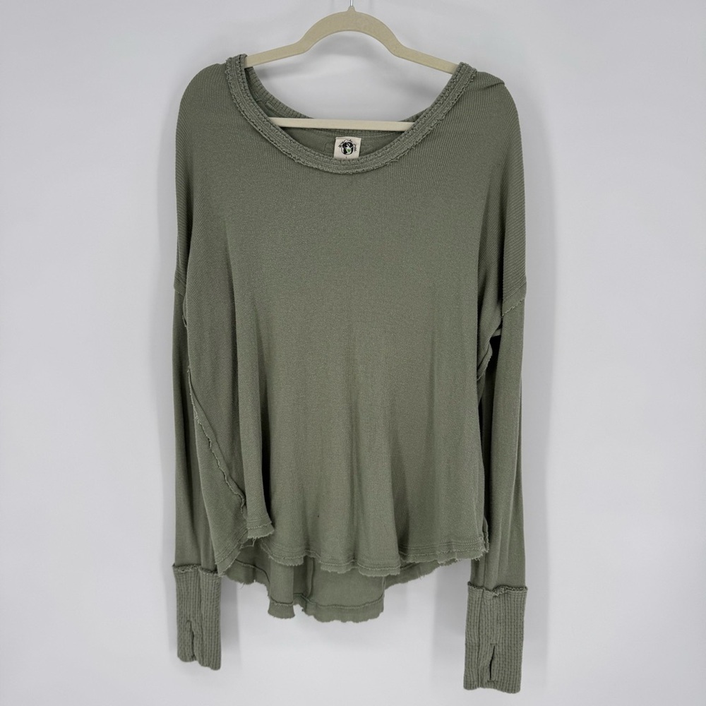 We The Free Sage Green Scoop Neck Lightweight Sweater - Picture 3 of 8